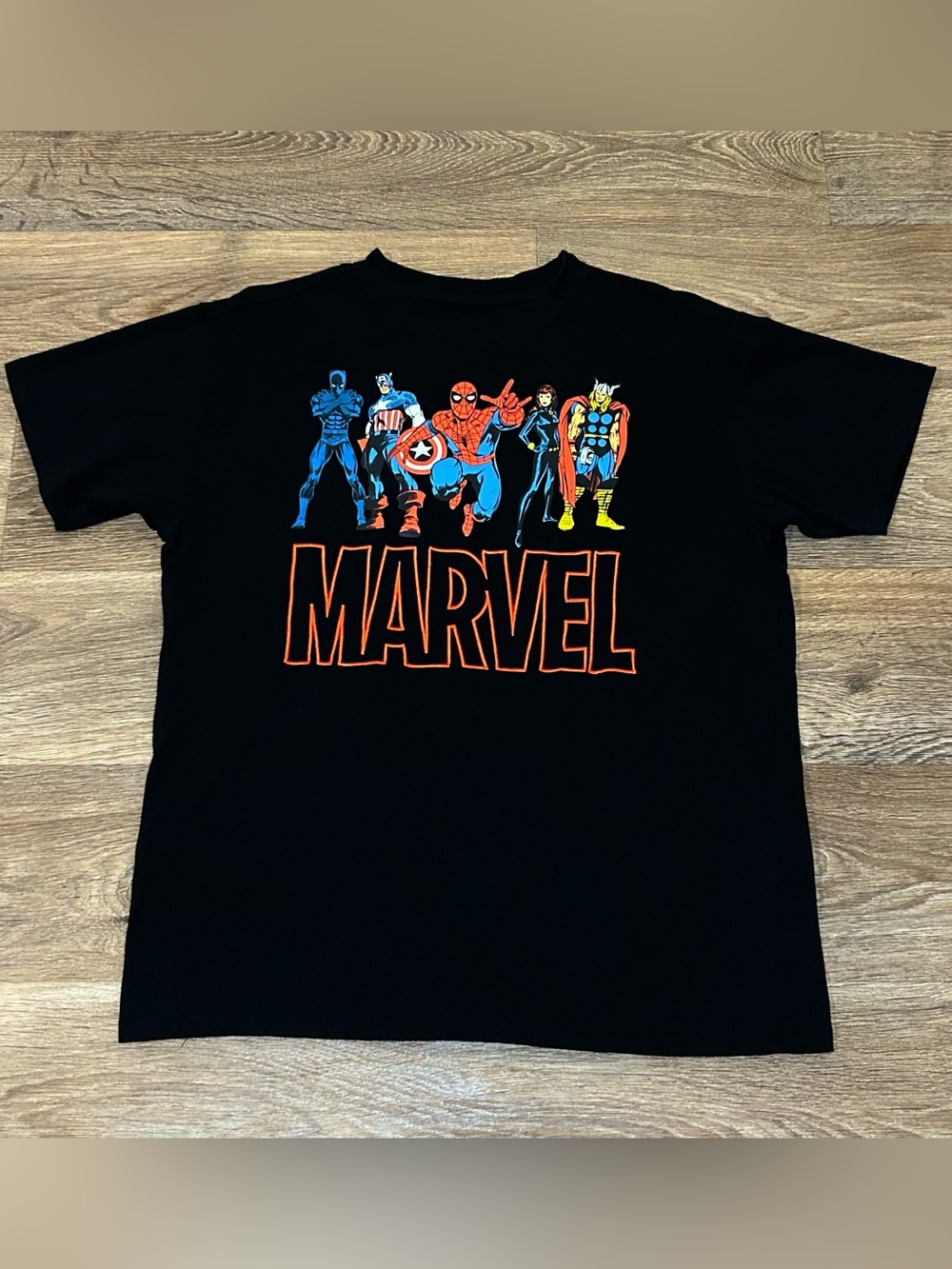 Marvel Embroidered Character Graphic T-Shirt - Black & Red Mens Large